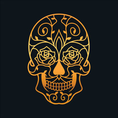 Mexican Sugar Skull Day of the Dead Tshirt Design Vector
