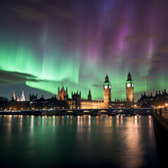 Fototapeta na wymiar Aurora borealis across the sky