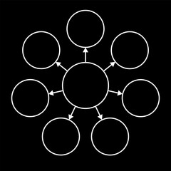 empty diagram eight circles with arrows, vector illustration 