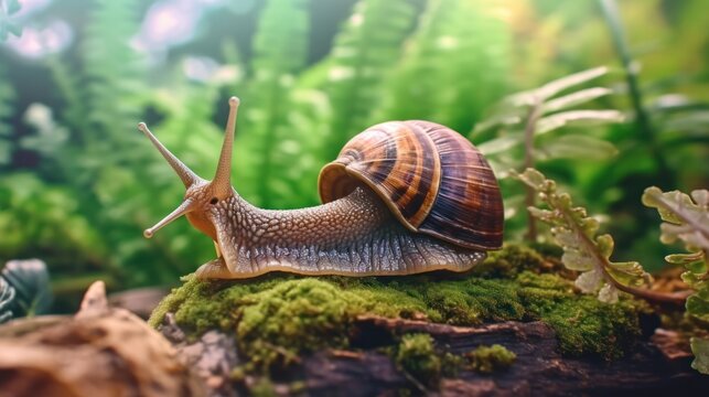 Capturing the Beauty of a Giant African Land Snail in Garden's Bokeh Wonderland