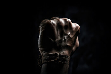 black lives matter, blackout hand, blackout background, racial injustice, black fist in air on black background, fight against racism.Generative AI. 