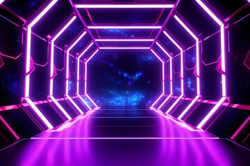 Vibrant Stage Backdrop with Neon Hexagon Frame - Aurorapunk, RTX On