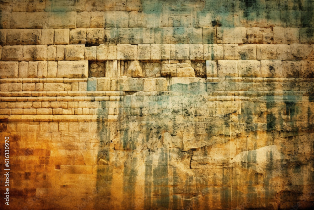 Fototapete An image featuring an abstract interpretation of the Wailing Wall (Western Wall), with textured layers and a somber color palette. Generative AI technology.