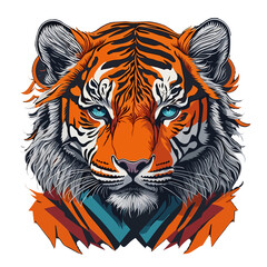 Powerful tiger portrait illustration (Generative AI)