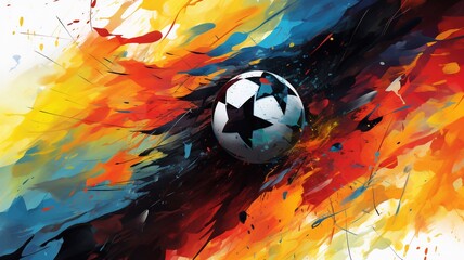 soccer ball in the grid portal, . abstract colors of the Germany flag. Generative AI