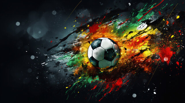 soccer ball in the grid portal, . abstract colors of the Germany flag. Generative AI