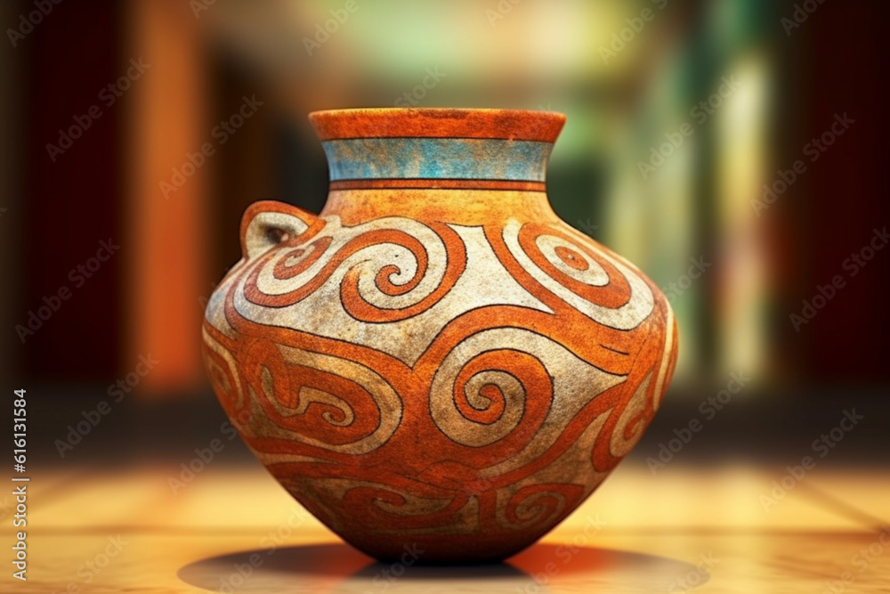 Aufkleber an abstract representation of minoan pottery, with swirling patterns and earthy tones. generative ai