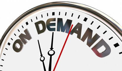 Obraz na płótnie Canvas On Demand Clock Buy Order Fast Delivery Now 3d Illustration