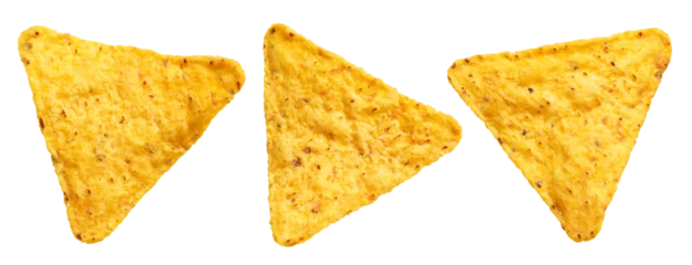 Fotobehang Macrofotografie Set of mexican nachos chips cut out