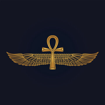  Egyptian Scarab bug with wings And ankh symbol