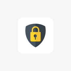 Strong and Secure Flat icon for Protection 
