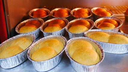 Homemade bread is baked in the oven