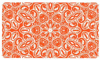flowers and fruits batik orange patterns