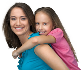 Portrait of Mother with Young Daughter on her Back