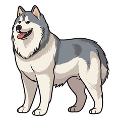 Fototapeta premium Whimsical Wonder: Whimsical 2D Illustration of a Cute Alaskan Malamute