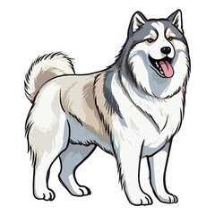 Naklejka premium Whimsical Wonder: Whimsical 2D Illustration of a Cute Alaskan Malamute