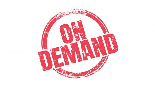 On Demand Round Red Stamp Instant Delivery Immediate Need Now Animation