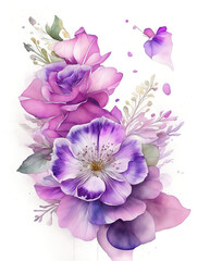 Watercolors flowers background, abstract flowers made from watercolor paint splashes