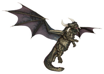 3D Rendering Fairy Tale Dragon on White