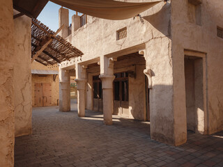 Al seef-old historical district with traditional Arabic architecture.