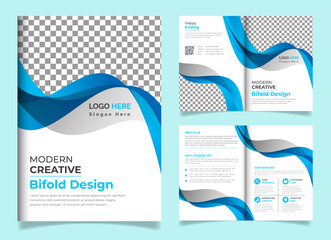 Company bi fold business brochure cover page annual report book cover corporate business profile design template colorful modern abstract creative elegant bi fold magazine cover page design layout the