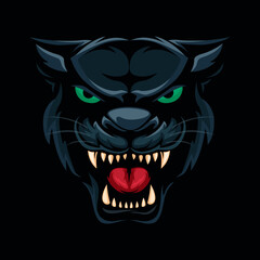 Black Panther Beast Animal Head Mascot Logo Cartoon illustration vector