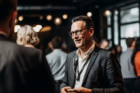 A CEO networking at a corporate event, building connections and fostering relationships with industry leaders and influencers. Generative AI