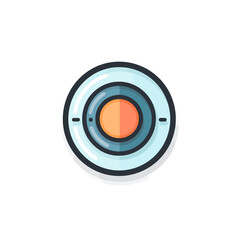 Minimalistic Camera Lens Icon. Flat Colored Outline.