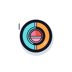 Minimalistic Camera Lens Icon. Flat Colored Outline.