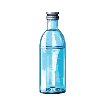 Transparent plastic bottle holds water
