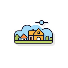 Countryside Linear Vector Icon. Minimalist Countryside Icon. Simple & Crisp Design.