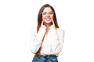 Fototapeta premium Young pretty woman over isolated chroma key background smiling with a happy and pleasant expression