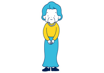 真っ直ぐ立つシニア女性