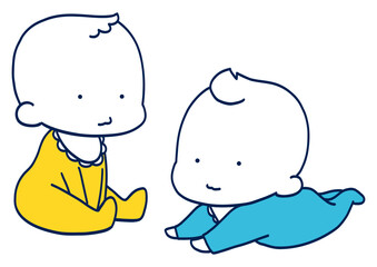 シンプルな二人の赤ちゃん