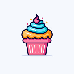 Cupcake Icon on White Background. Vector Illustration.