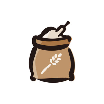 recommend clip art: Flour - Bread and bakery icon/illustration (Hand-drawn line, colored version)