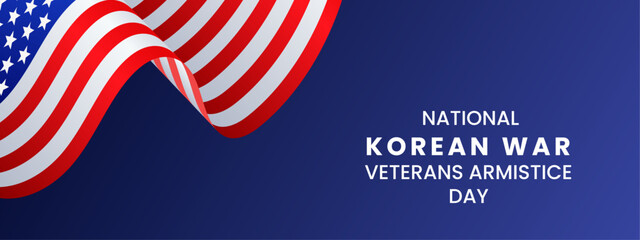 National Korean War Veterans Armistice Day on July 27 with US flag. Background vector Illustration.