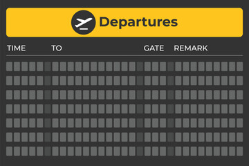 Blank airplane departures board vector illustration - obrazy, fototapety, plakaty
