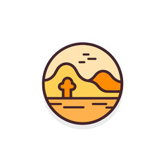 Simplistic Desert Icon on White Background.