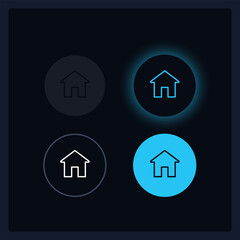 Home page UI elements kit. Mainpage button states. Isolated vector components. Flat navigation menus and interface buttons template. Dark theme web design widget collection for mobile application