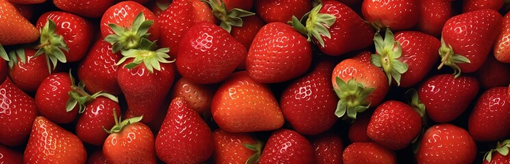 Strawberries. Monochromatic background with fruits. Useful fragrant berries of different sizes, dietary snack, generative AI