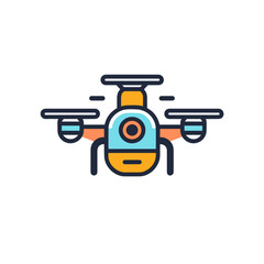 Drone Icon on White Background. Minimalist 2D Linear Vector Design.