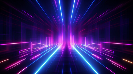 abstract fluorescent background, laser show, night club interior lights, pink blue glowing lines, virtual reality, psychedelic spectrum, geometric shapes