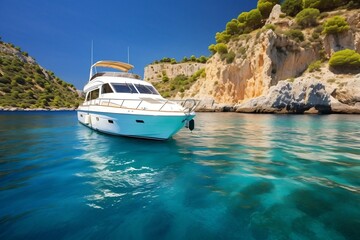 Fototapeta na wymiar Luxurious yachts anchored at the breathtaking French Riviera, Generative Ai