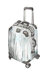 Watercolor painting of Suitcases for travel.