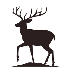 Black deer silhouette isolated on white background. Vector illustration