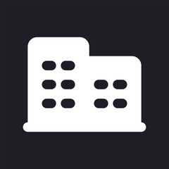 Hotel dark mode glyph ui icon. Providing lodging. Paid service. User interface design. White silhouette symbol on black space. Solid pictogram for web, mobile. Vector isolated illustration