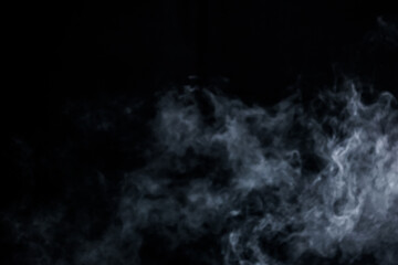 smoke spray fog mist motion air pattern on black background space for text for Halloween card template invitation flyer