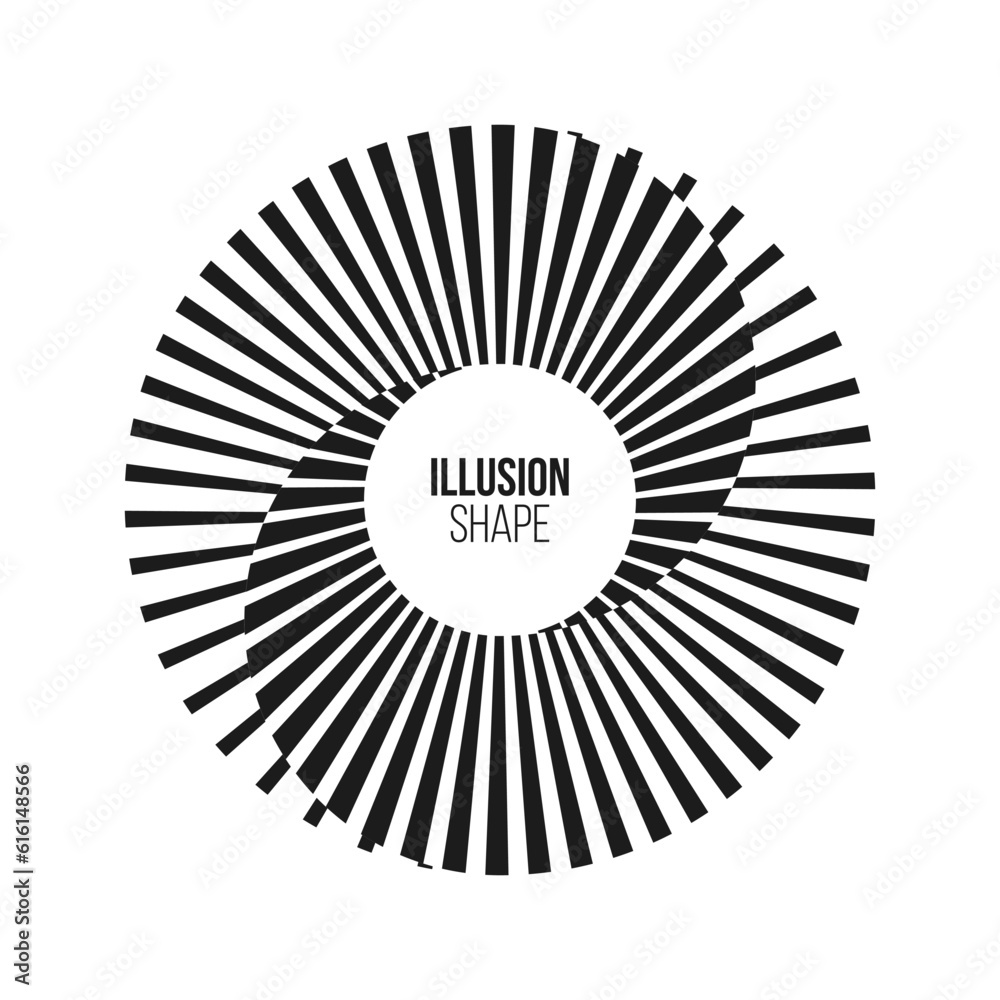 Poster abstract optical illusion shape. hypnotic spiral object with black and white lines. vector illustrat