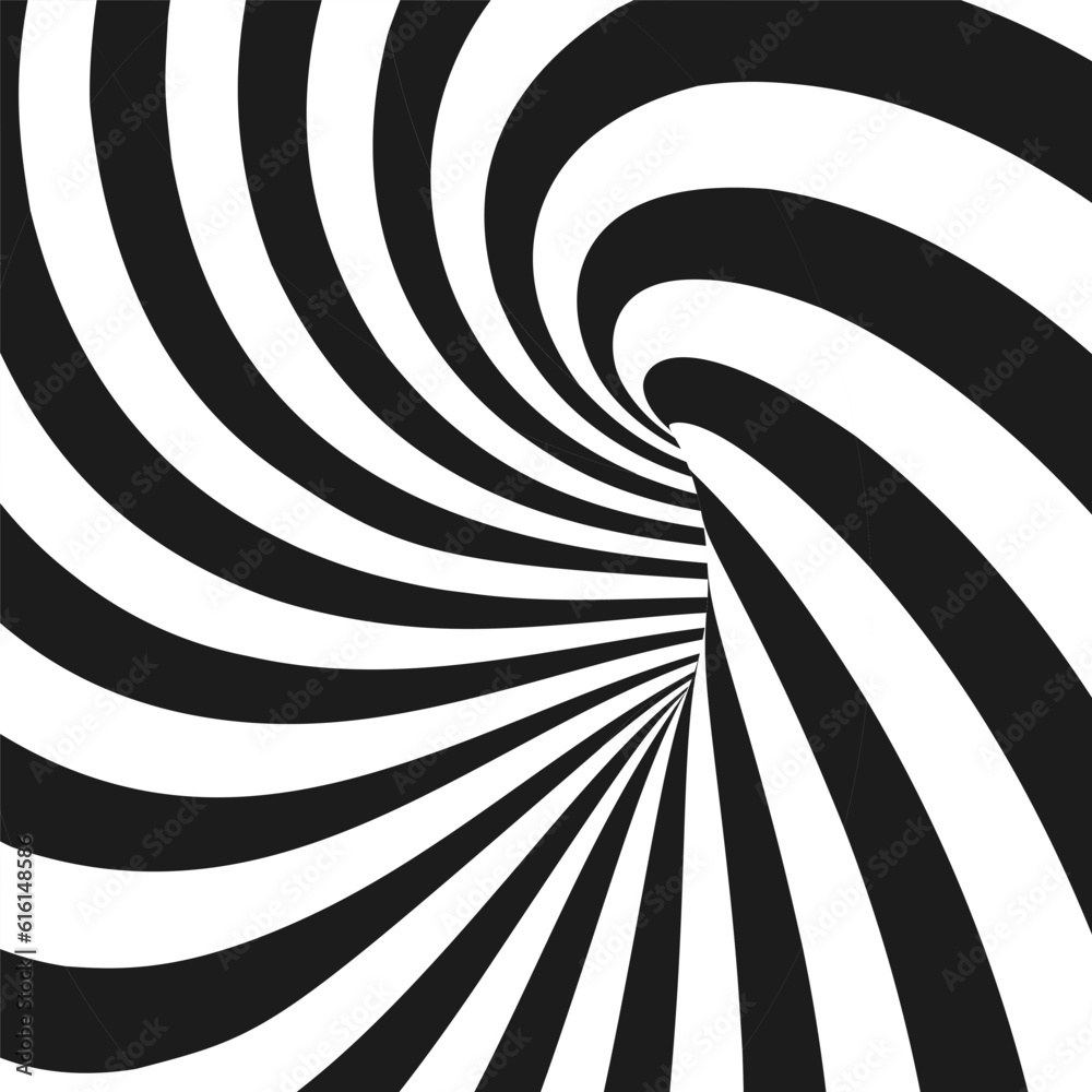 Canvas Prints abstract optical illusion. hypnotic spiral tunnel with black and white lines. vector illustration.